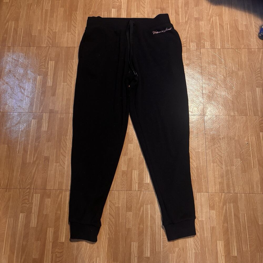 Victorias Secret Womens Activewear Pants Black Sweatpants Logo Size Small